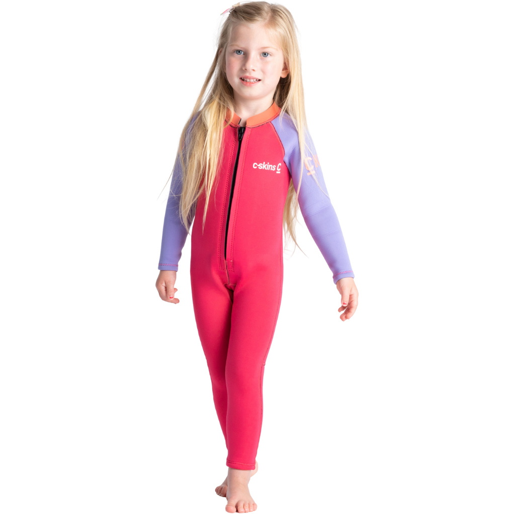 2025 C-Skins Junior C-KID 3/2mm Front Zip Våddragt C-BA32ST - Coral / Lilac